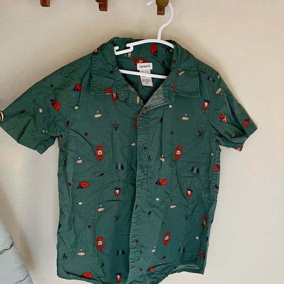 Carter's Other - Carter's Teal Adventure Print Kids Button Down Shirt